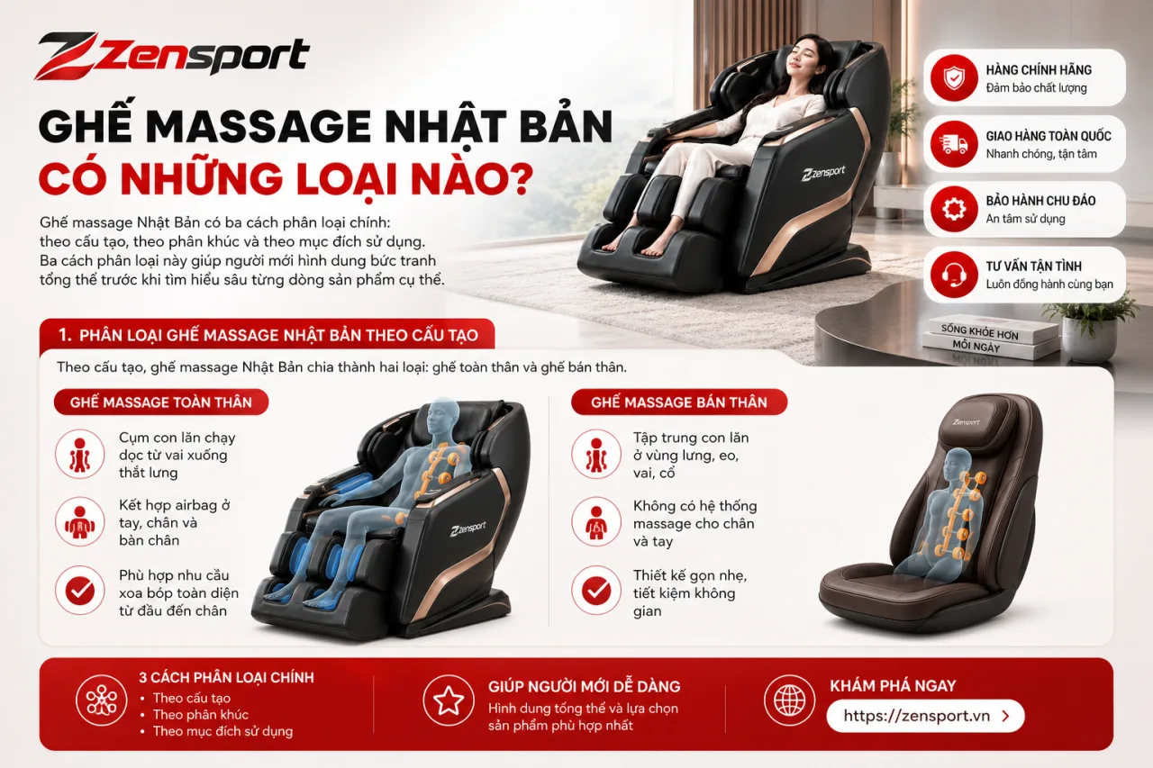 Ghế massage Nhật Bản có những loại nào