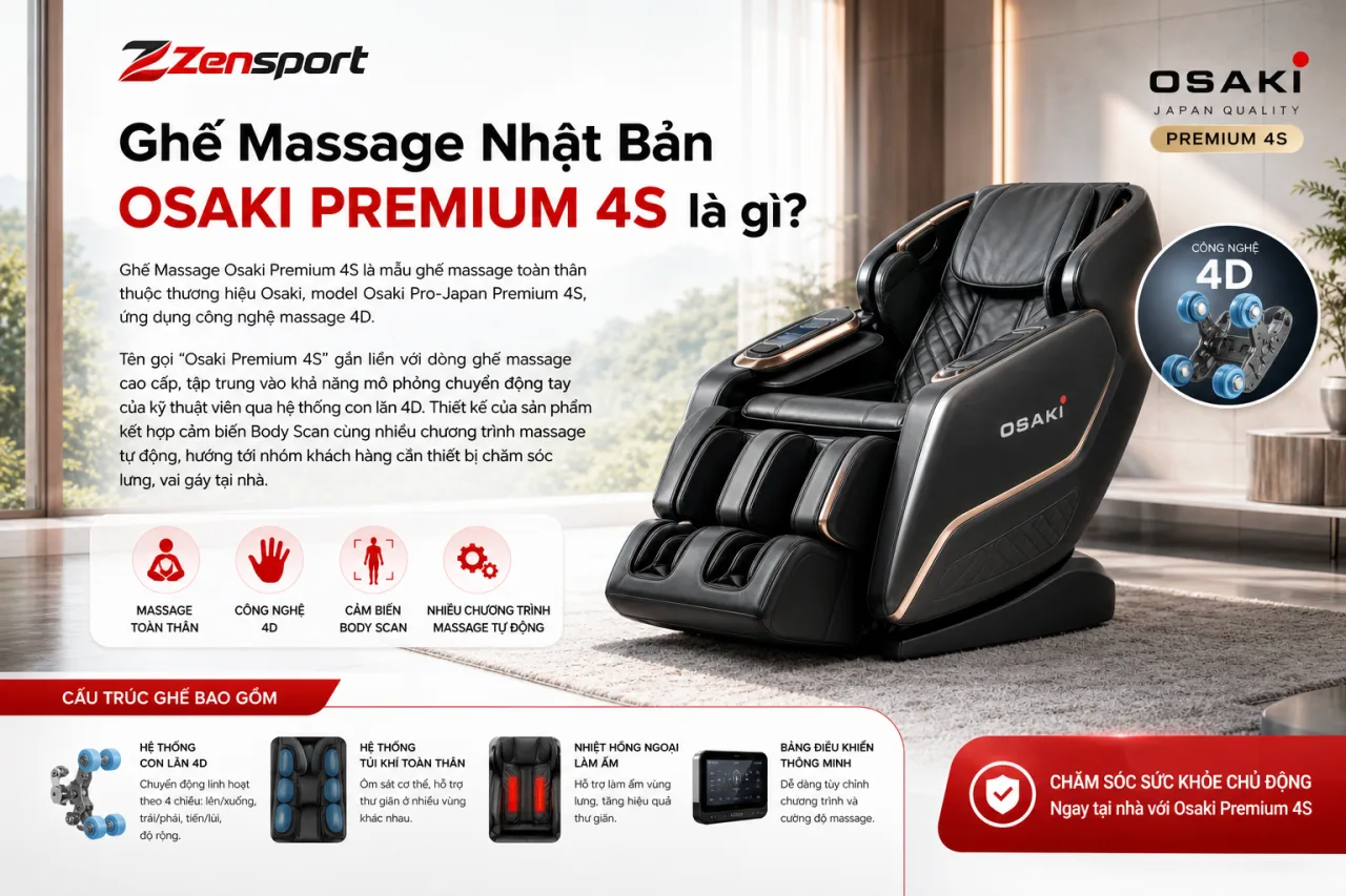 Ghế Massage Nhật Bản Osaki Premium 4S Ghế Massage Nhật Bản Osaki Premium 4S