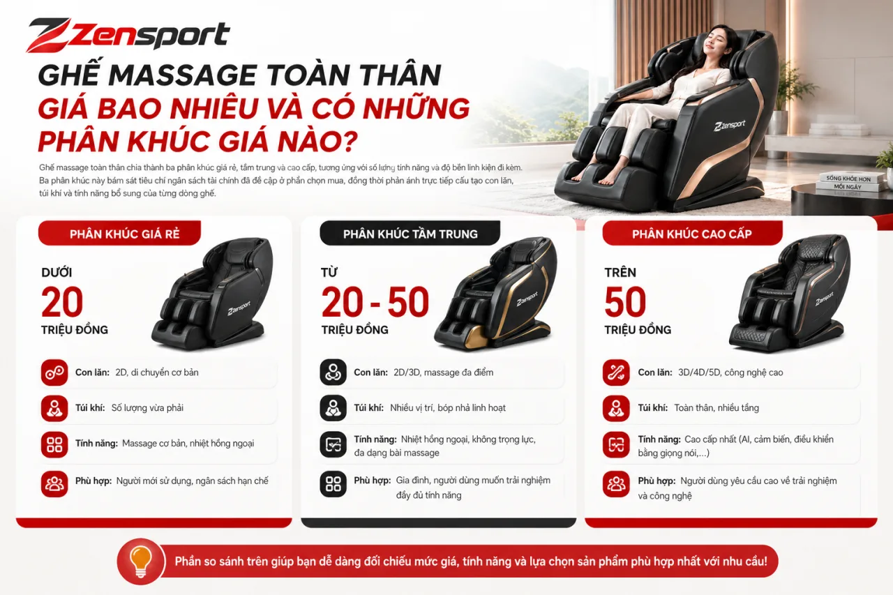 Ghế massage toàn thân giá bao nhiêu và có những phân khúc giá nào Ghế massage toàn thân giá bao nhiêu và có những phân khúc giá nào