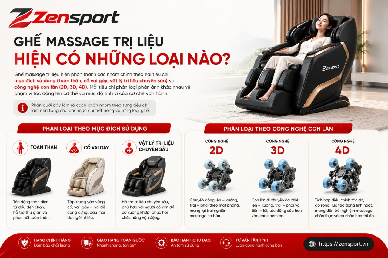Ghế massage trị liệu hiện có những loại nào