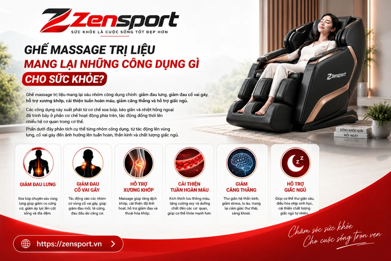 Ghế massage trị liệu mang lại những công dụng gì cho sức khỏe