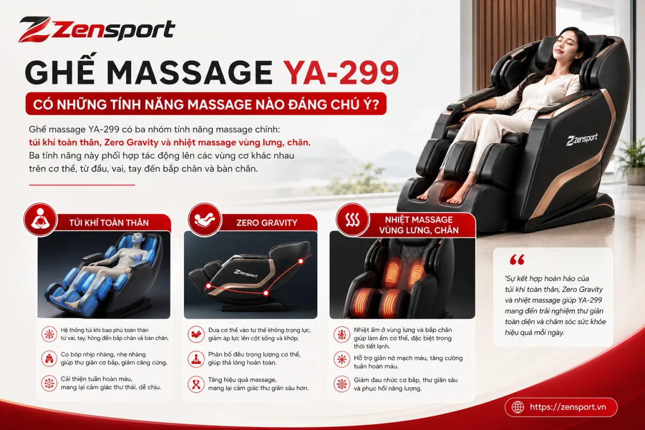 Ghế massage YA-299 có những tính năng massage nào đáng chú ý Ghế massage YA-299 có những tính năng massage nào đáng chú ý