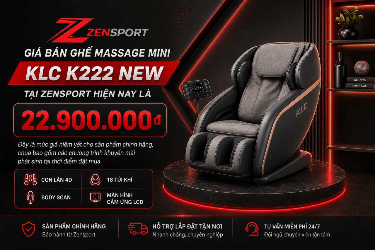 Giá bán Ghế massage mini KLC K222 New tại Zensport hiện nay là bao nhiêu Giá bán Ghế massage mini KLC K222 New tại Zensport hiện nay là bao nhiêu