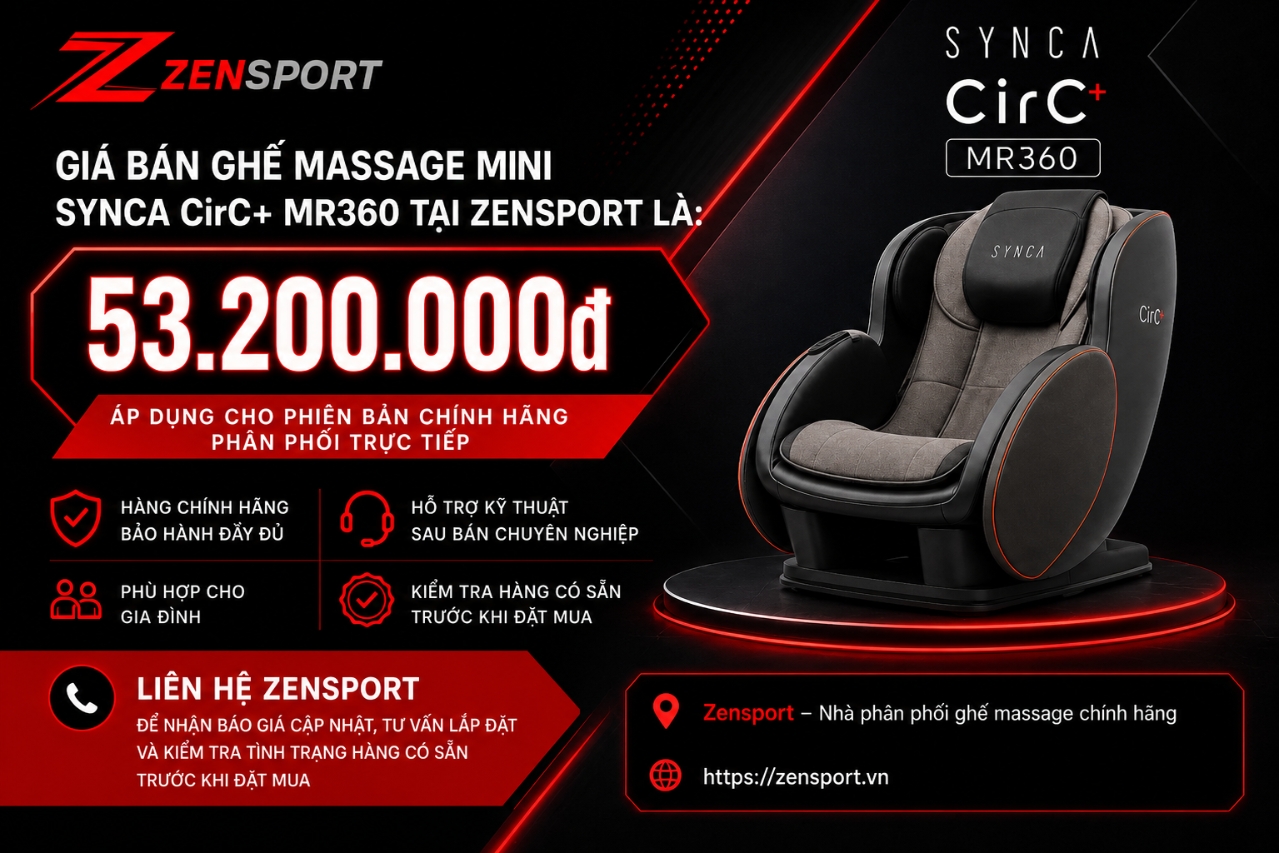Giá bán ghế massage mini SYNCA CirC+ MR360 tại Zensport là bao nhiêu