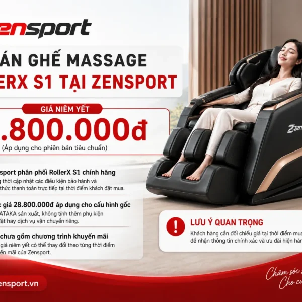 Giá bán Ghế massage RollerX S1 tại Zensport là bao nhiêu