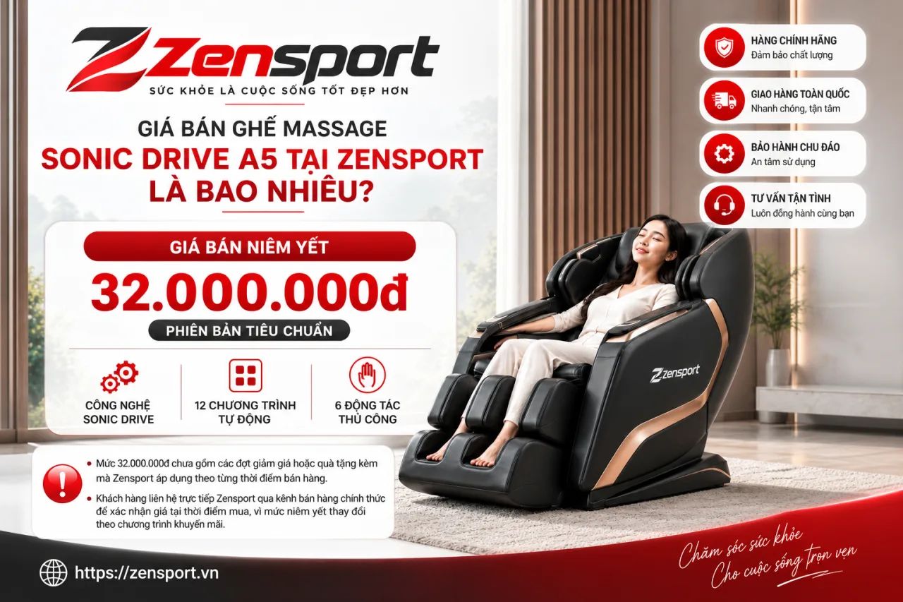 Giá bán ghế massage Sonic Drive A5 tại Zensport bao nhiêu