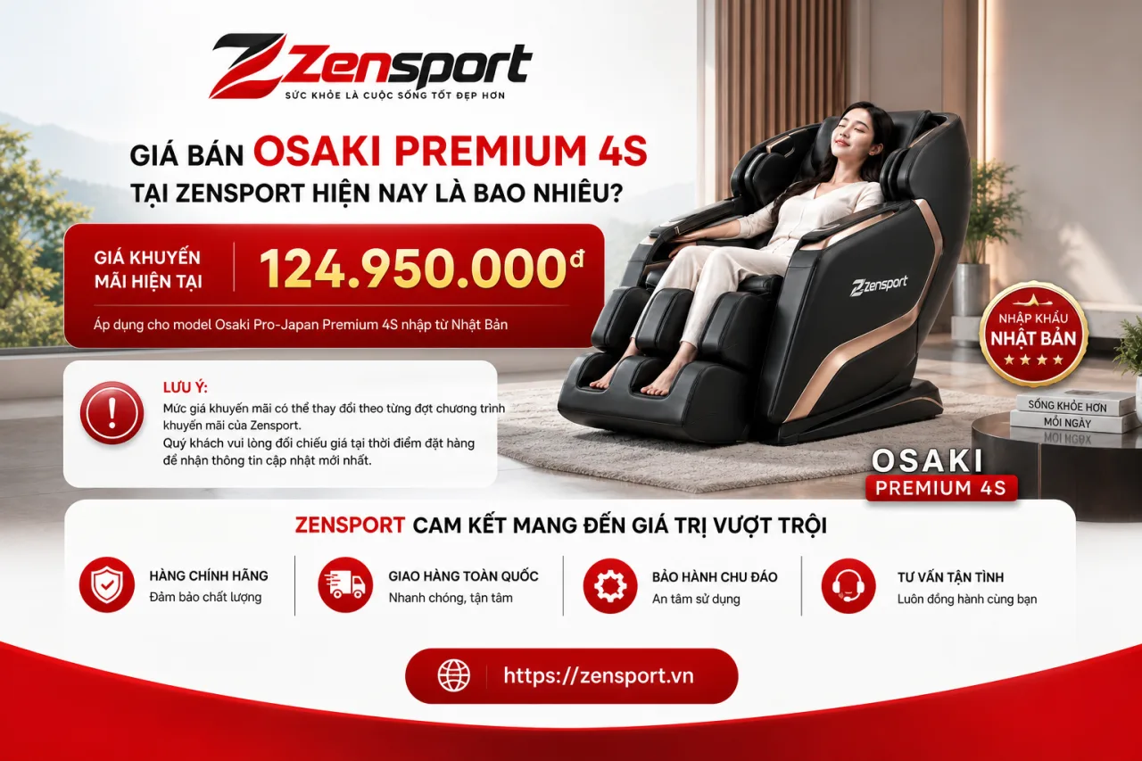 Giá bán Osaki Premium 4S tại Zensport hiện nay là bao nhiêu Giá bán Osaki Premium 4S tại Zensport hiện nay là bao nhiêu
