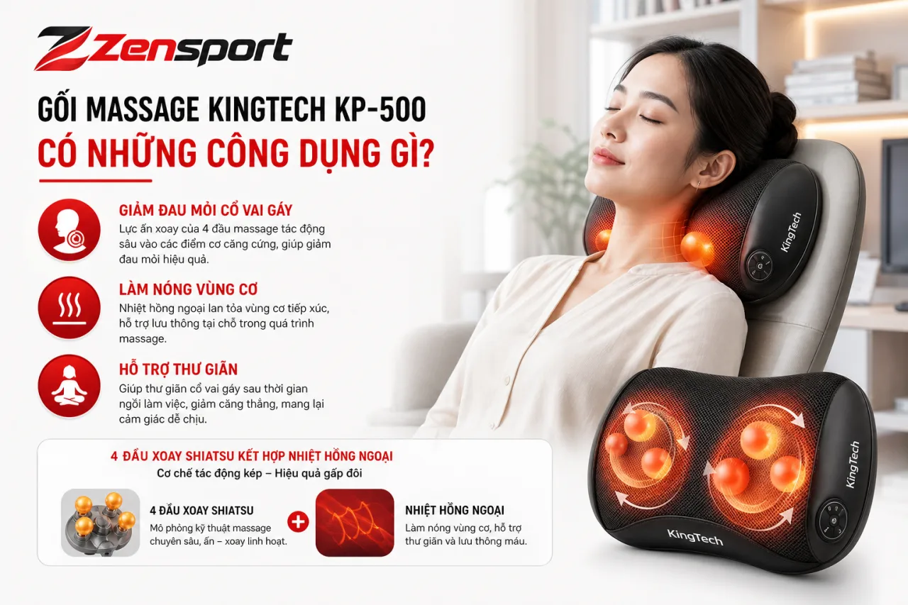Gối massage KingTech KP-500 có những công dụng gì Gối massage KingTech KP-500 có những công dụng gì