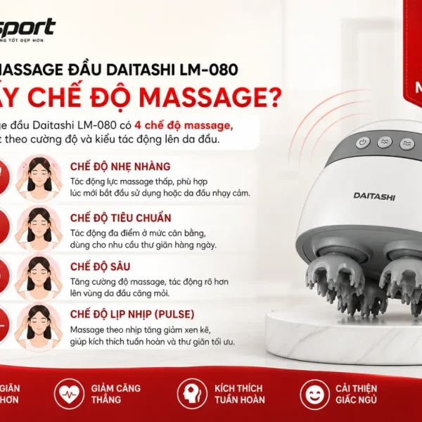 Máy massage đầu Daitashi LM-080 có mấy chế độ massage