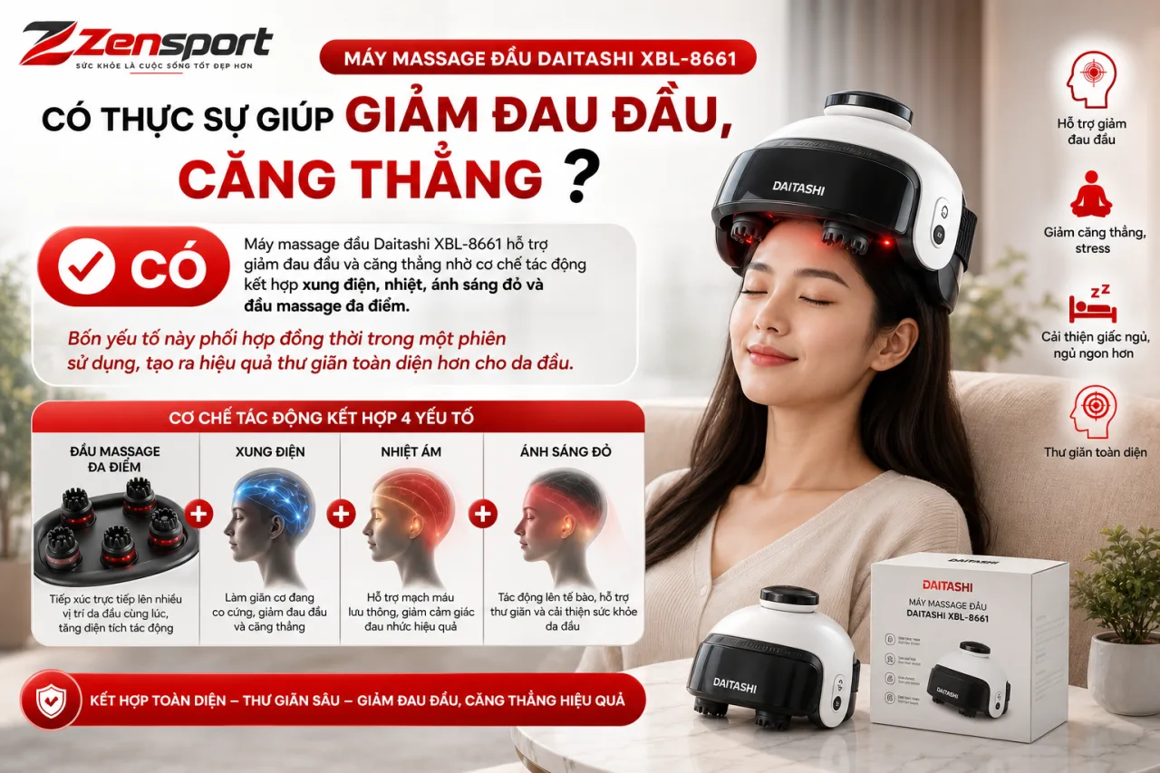 Máy massage đầu Daitashi XBL-8661 có thực sự giúp giảm đau đầu, căng thẳng Máy massage đầu Daitashi XBL-8661 có thực sự giúp giảm đau đầu, căng thẳng