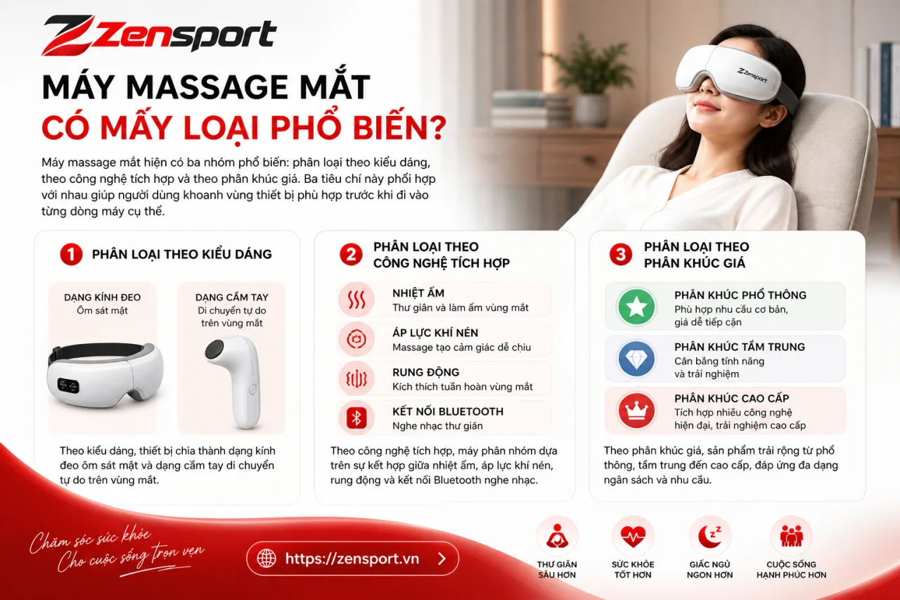 Máy massage mắt có mấy loại phổ biến Máy massage mắt có mấy loại phổ biến