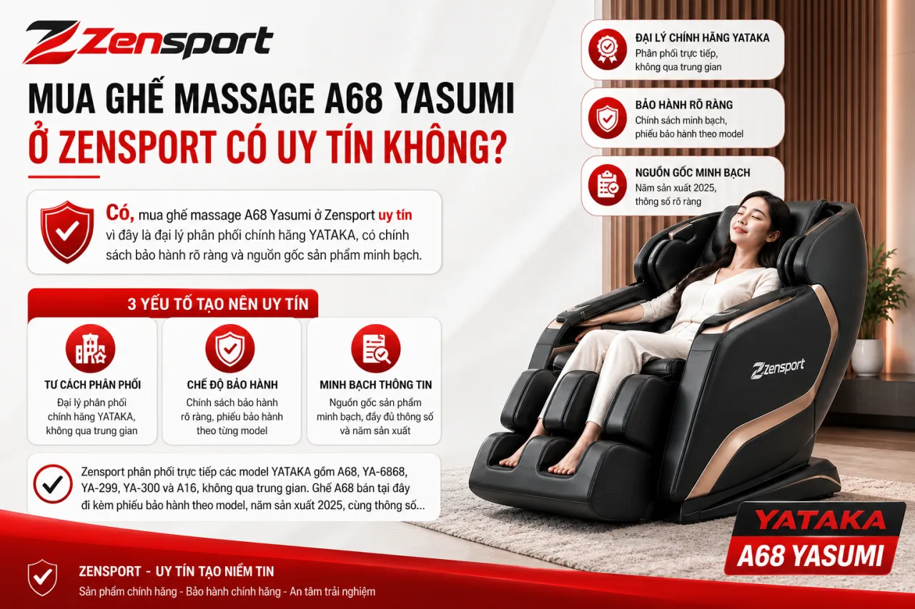 Mua ghế massage A68 Yasumi ở Zensport có uy tín Mua ghế massage A68 Yasumi ở Zensport có uy tín