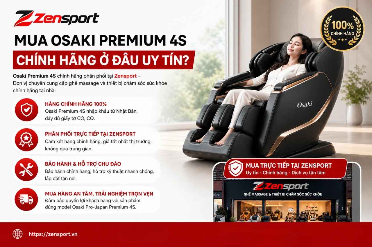 Mua ghế massage Nhật Bản Osaki Premium 4S chính hãng ở đâu uy tín