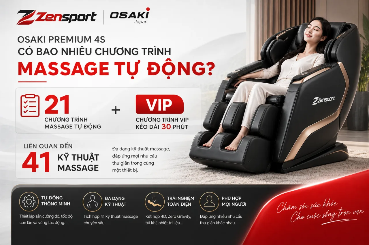 Osaki Premium 4S có bao nhiêu chương trình massage tự động Osaki Premium 4S có bao nhiêu chương trình massage tự động
