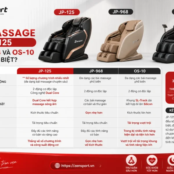 So Sánh Ghế Massage JP-125 Với JP-968 Và OS-10 Có Gì Khác Biệt