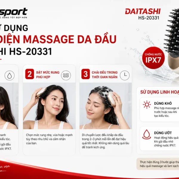 sử dụng Lược điện massage da đầu Daitashi HS-20331 đúng cách