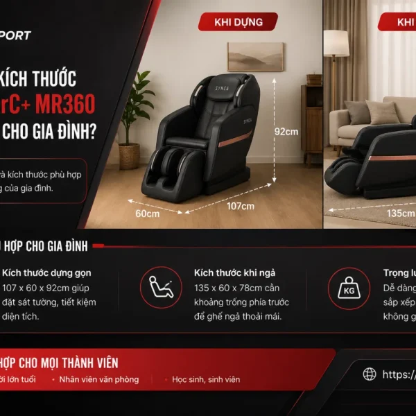 Thiết kế và kích thước của ghế SYNCA CirC+ MR360 có phù hợp cho gia đình
