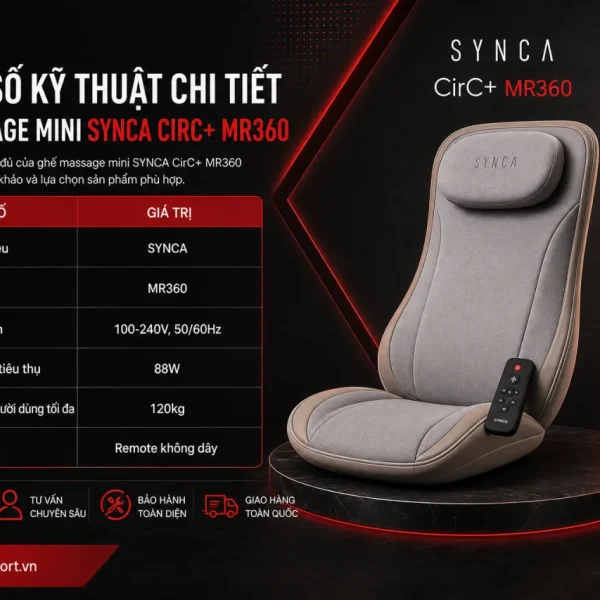 Thông số kỹ thuật chi tiết của ghế massage mini SYNCA CirC+ MR360