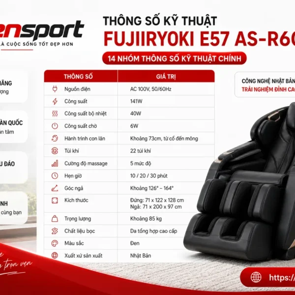Thông số kỹ thuật của Fujiiryoki E57 AS-R600 gồm những gì