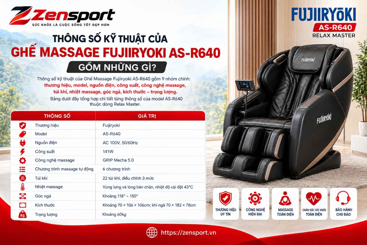Thông Số Kỹ Thuật Của Ghế Massage Fujiiryoki AS-R640