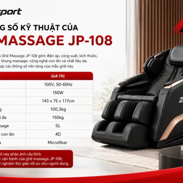 Thông số kỹ thuật của Ghế Massage JP-108 gồm những gì