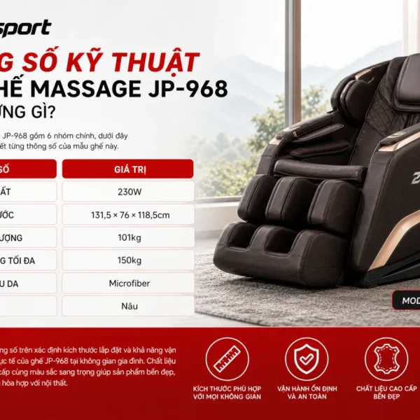 Thông Số Kỹ Thuật Của Ghế Massage JP-968 Gồm Những Gì