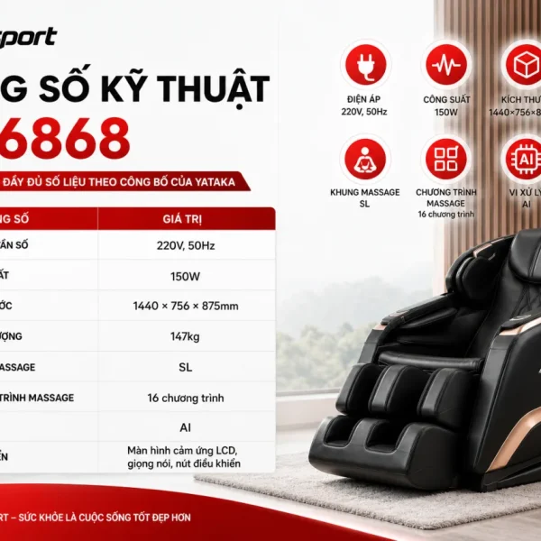 Thông số kỹ thuật của ghế massage YA-6868 gồm những gì