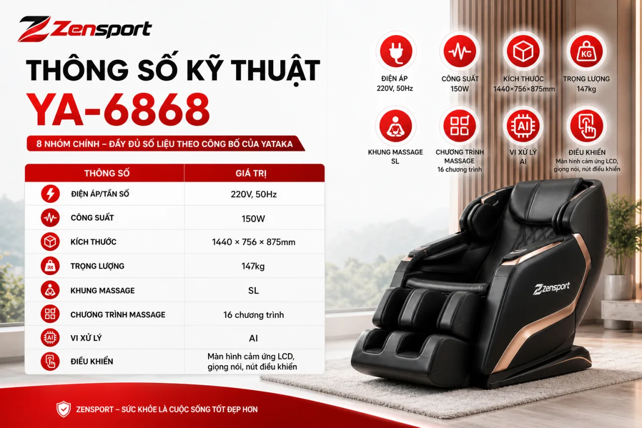 Thông số kỹ thuật của ghế massage YA-6868 gồm những gì Thông số kỹ thuật của ghế massage YA-6868 gồm những gì