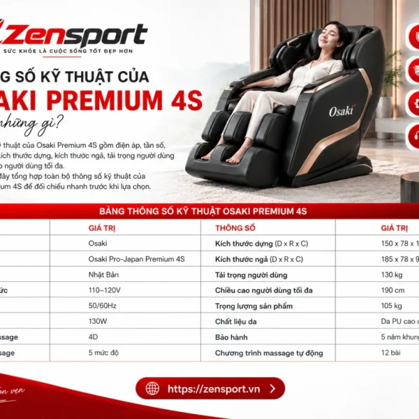 Thông số kỹ thuật của Osaki Premium 4S gồm những gì