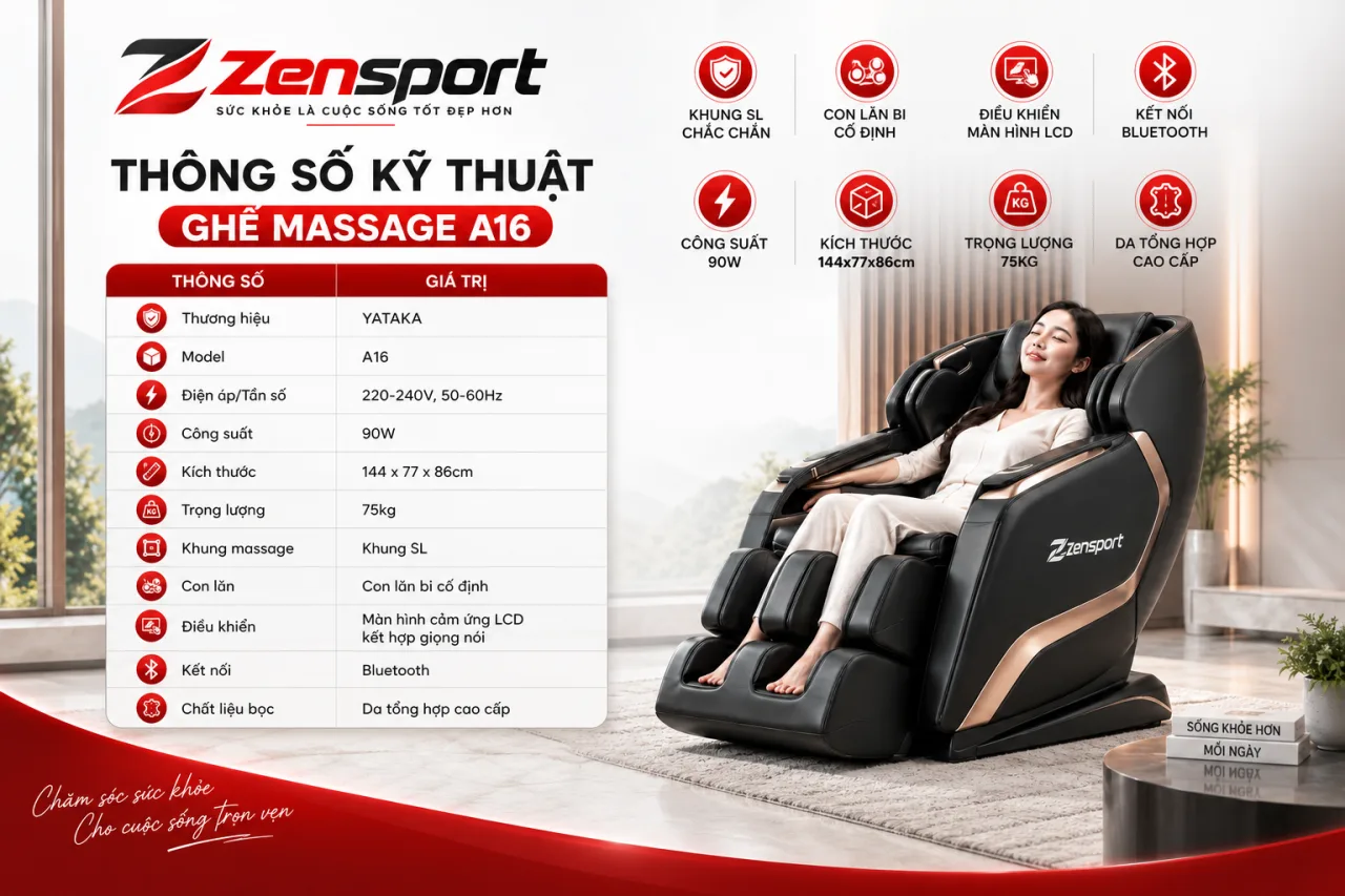 Thông số kỹ thuật ghế massage A16 gồm những gì Thông số kỹ thuật ghế massage A16 gồm những gì