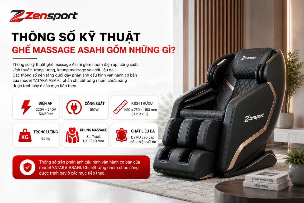 Thông Số Kỹ Thuật Ghế Massage Asahi Gồm Những Gì Thông Số Kỹ Thuật Ghế Massage Asahi Gồm Những Gì