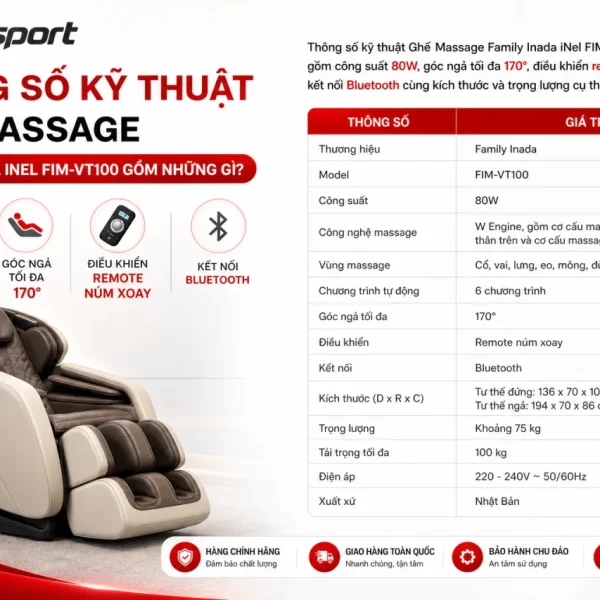 Thông Số Kỹ Thuật Ghế Massage Family Inada iNel FIM-VT100 Gồm Những Gì