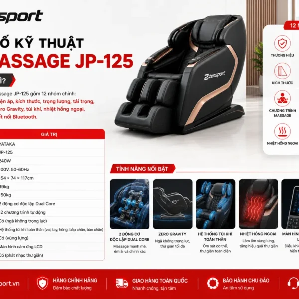 Thông Số Kỹ Thuật Ghế Massage JP-125 Gồm Những Gì