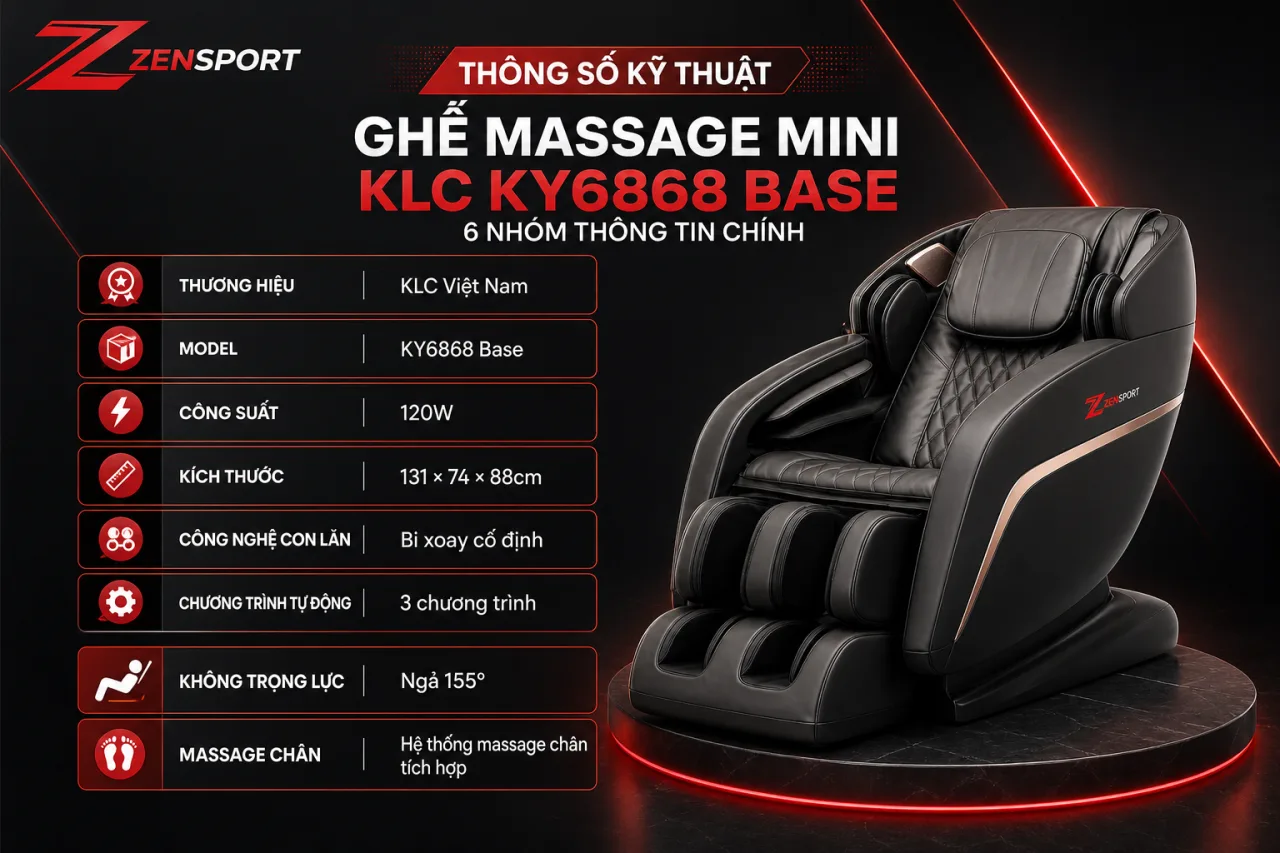Thông số kỹ thuật Ghế massage mini KLC KY6868 Base gồm những gì Thông số kỹ thuật Ghế massage mini KLC KY6868 Base gồm những gì