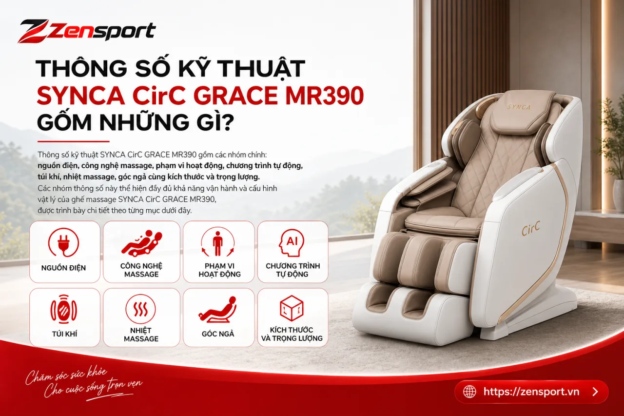 Thông Số Kỹ Thuật Ghế Massage SYNCA CirC GRACE MR390 Gồm Những Gì Thông Số Kỹ Thuật Ghế Massage SYNCA CirC GRACE MR390 Gồm Những Gì