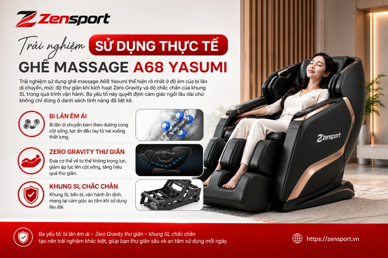 Trải nghiệm sử dụng thực tế ghế massage A68 Yasumi Trải nghiệm sử dụng thực tế ghế massage A68 Yasumi