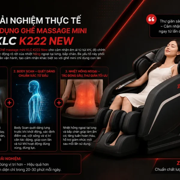 Trải nghiệm thực tế khi sử dụng Ghế massage mini KLC K222 New