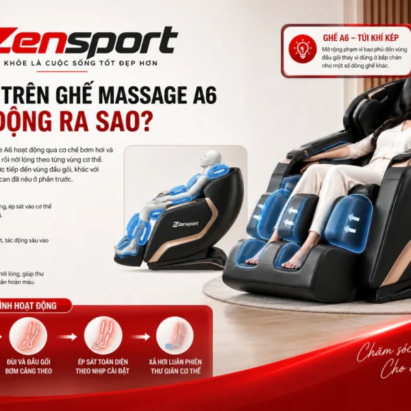 Túi khí trên ghế massage A6 hoạt động