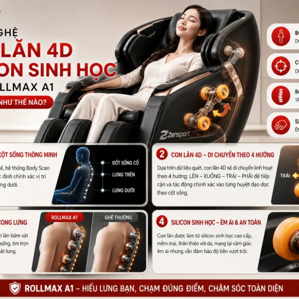 Công nghệ con lăn 4D silicon sinh học trên Rollmax A1 hoạt động