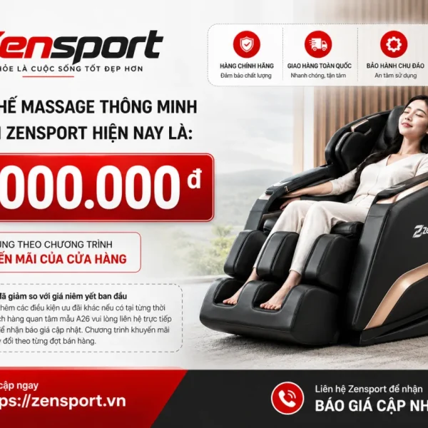 Giá bán Ghế massage thông minh A26 tại Zensport hiện nay là bao nhiêu