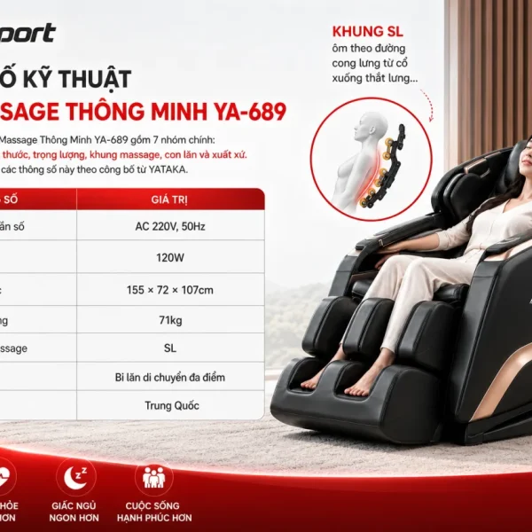 Thông số kỹ thuật Ghế Massage Thông Minh YA-689 gồm những gì